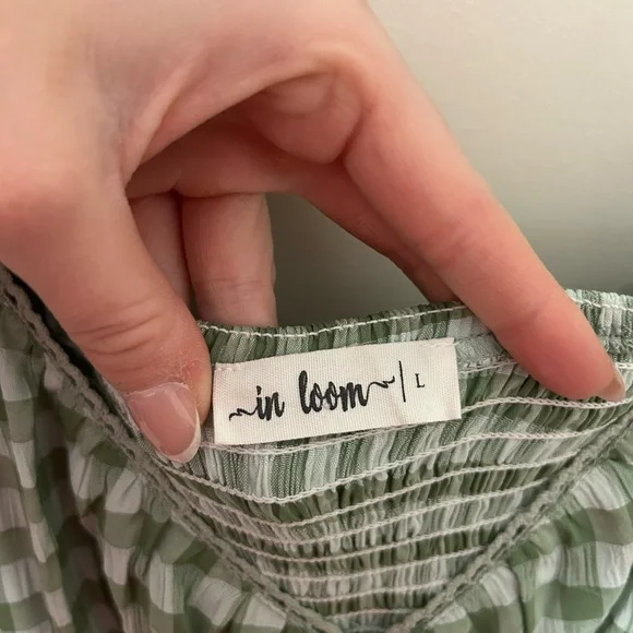 In Loom Green Gingham Women's Dress in Size Large - Picture 6 of 7